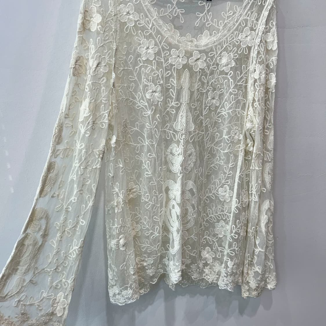 아이보리 에스닉 크로셰 레이스 블라우스 상품이미지4