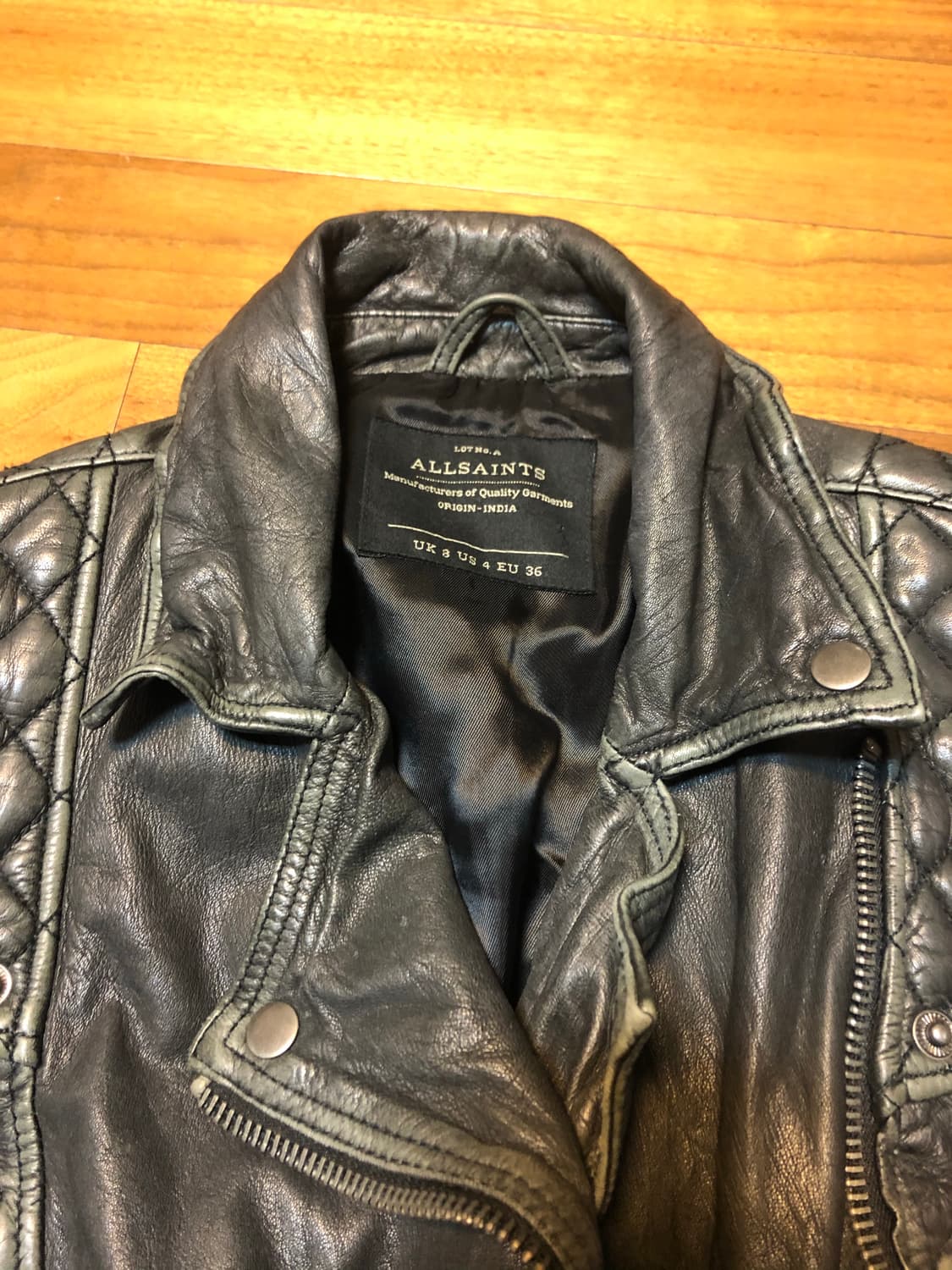 올세인츠 빈티지 워싱 바이커 레더자켓 36 상품이미지6