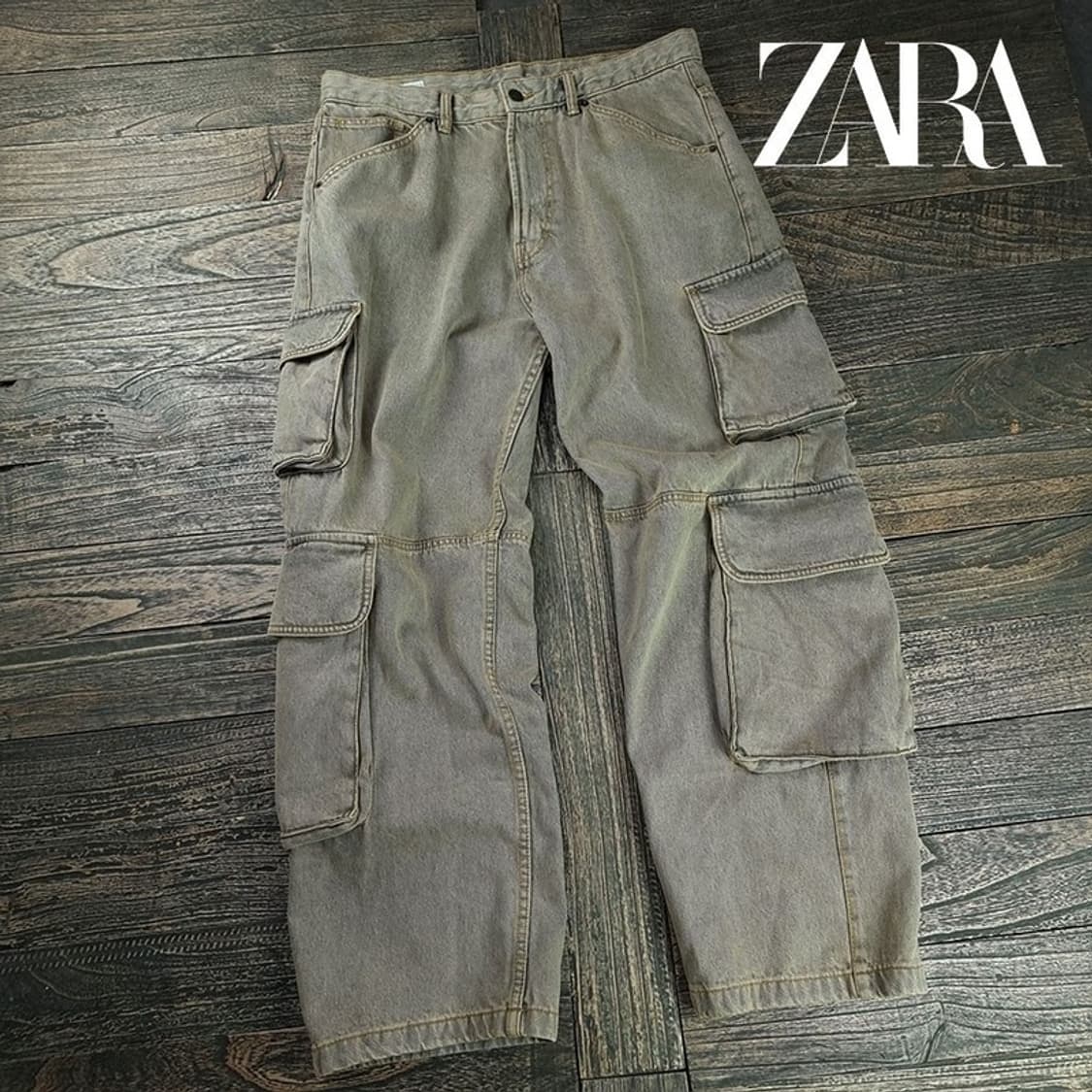 [자라] 빈티지 가공 멀티 포켓 와이드 카고 팬츠 M19871 상품이미지1
