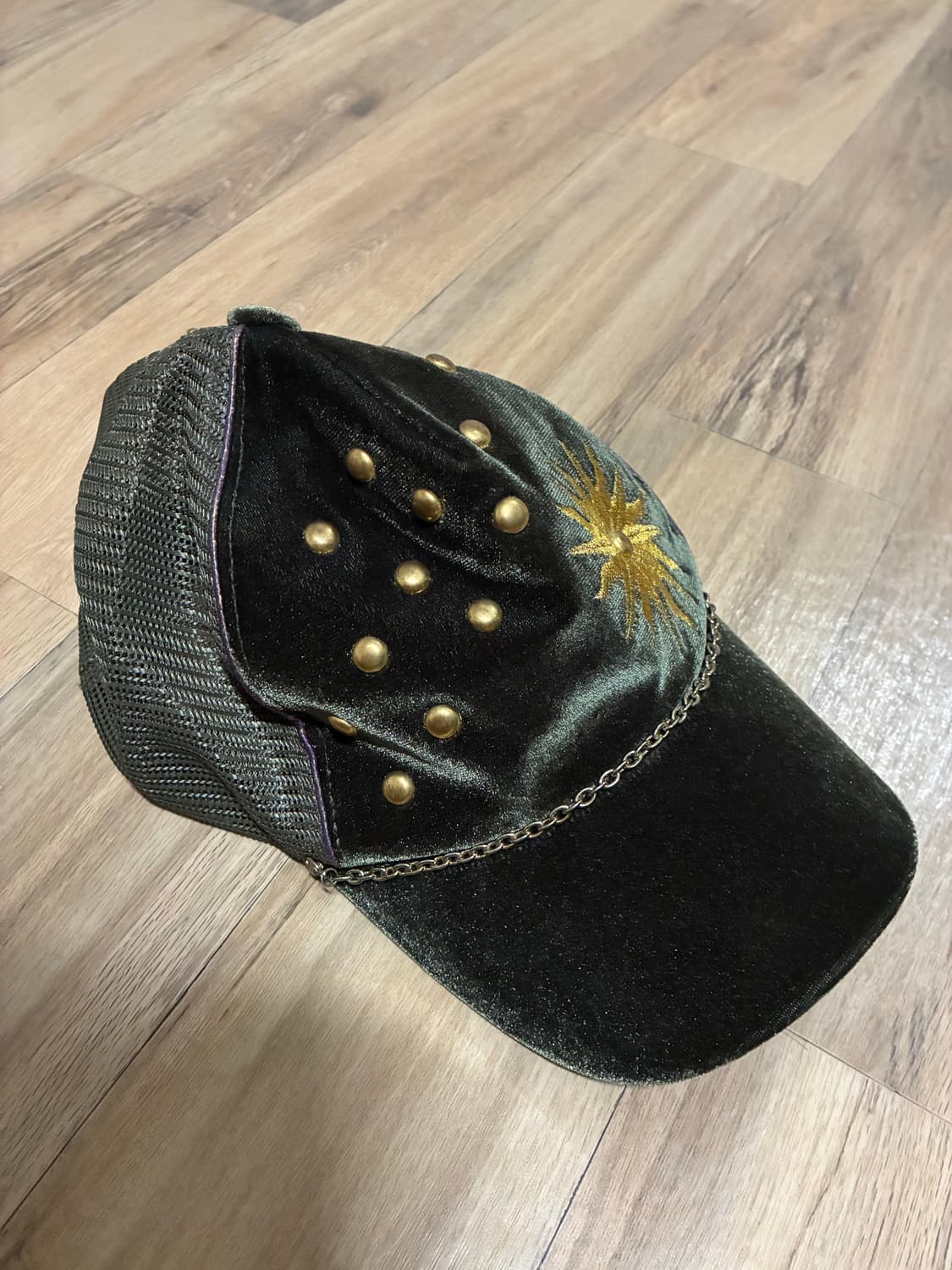 [새상품] 벨벳 체인 자수 모자 볼캡 상품이미지2