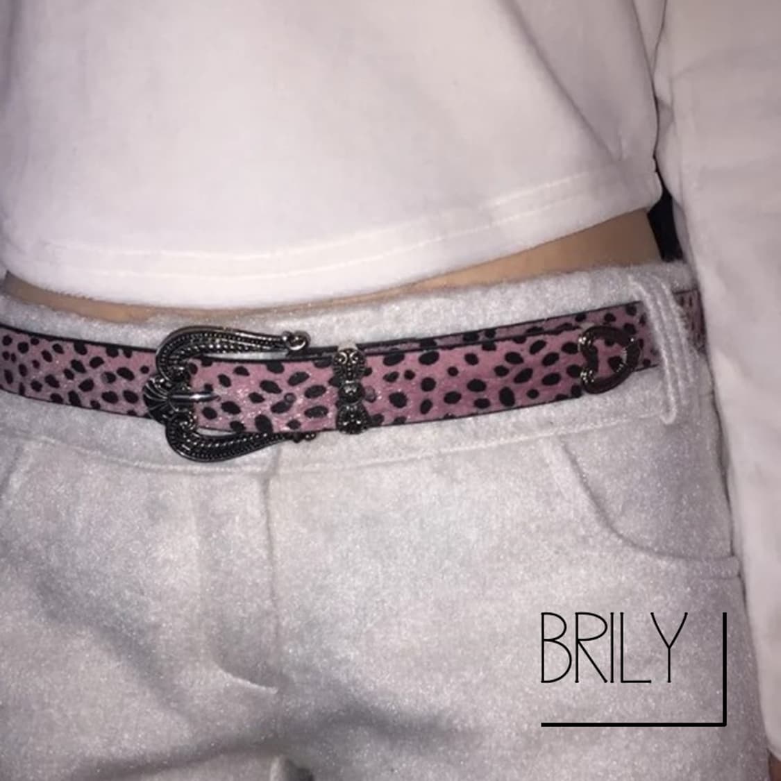 [Unisex] HUG 레오파드 호피 송치털 웨스턴 버클 가죽 벨트 상품이미지1