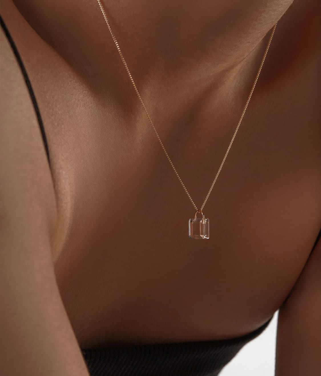 콜드프레임 자물쇠 목걸이 14k골드 상품이미지3