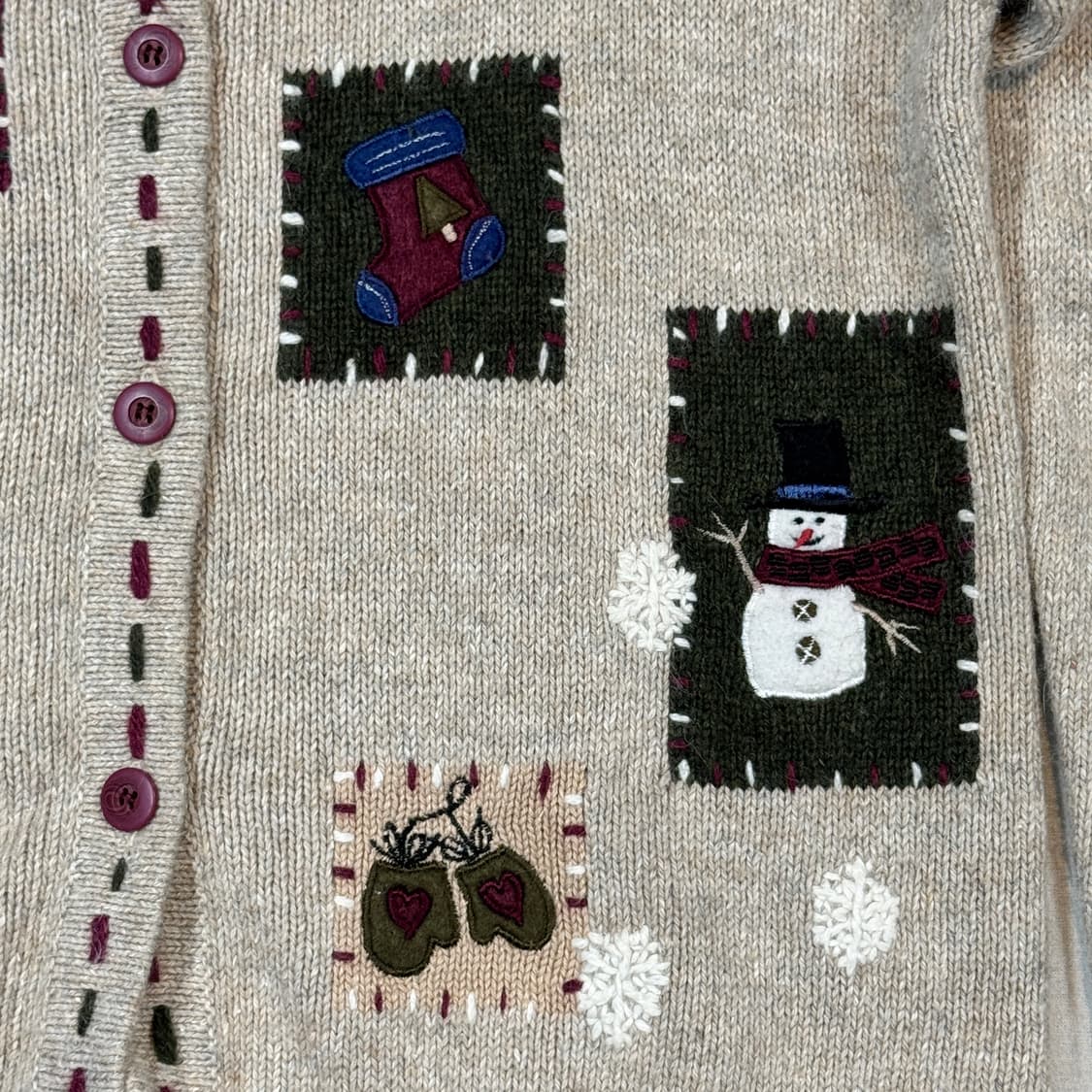 S) Croft & Barrow 앙고라 혼방 눈사람 자수 가디건 상품이미지5