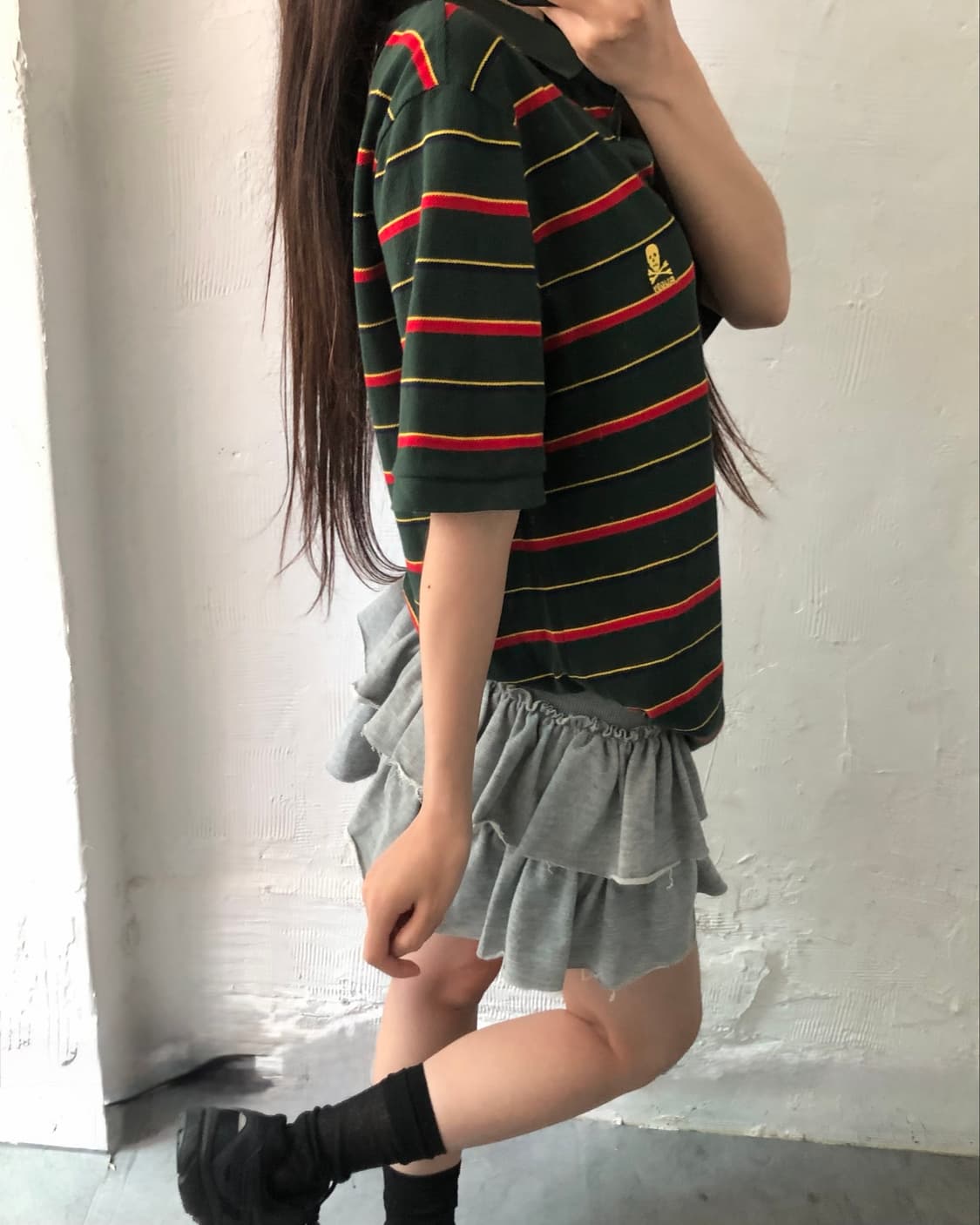 Polo 폴로 랄프로렌 럭비라인 그린 스트라이프 스컬 로고 PK 카라티셔 상품이미지5
