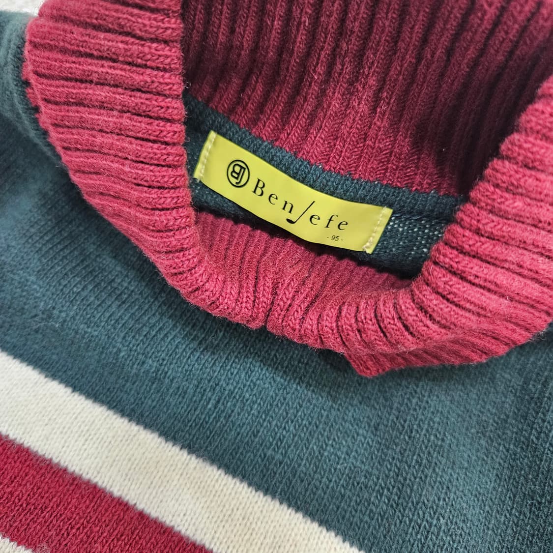 [95] 벤제프 골프 하이넥 울 배색 니트 1210J1 상품이미지2