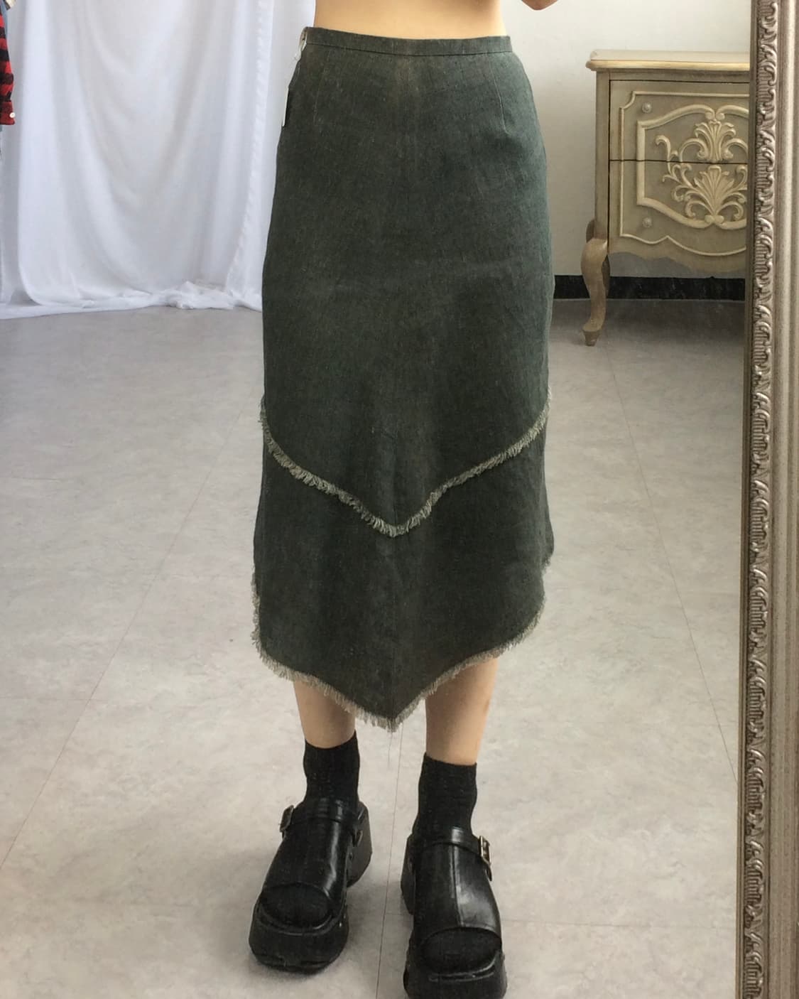Fringe point western mood long skirt 상품이미지8