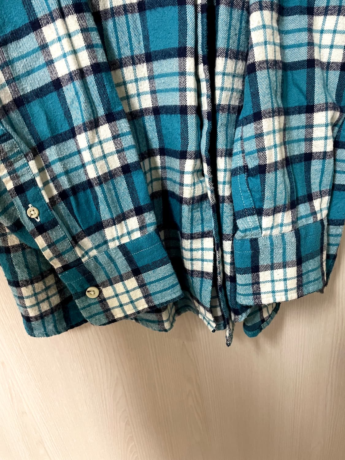 유니클로/ 플란넬 체크 셔츠 터콰이즈 그린/ L 상품이미지5
