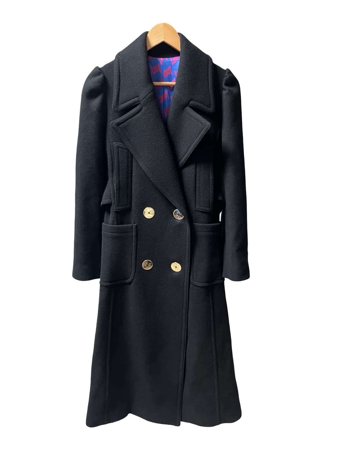 럭키슈에뜨 금장 더블 코트 블랙 상품이미지1