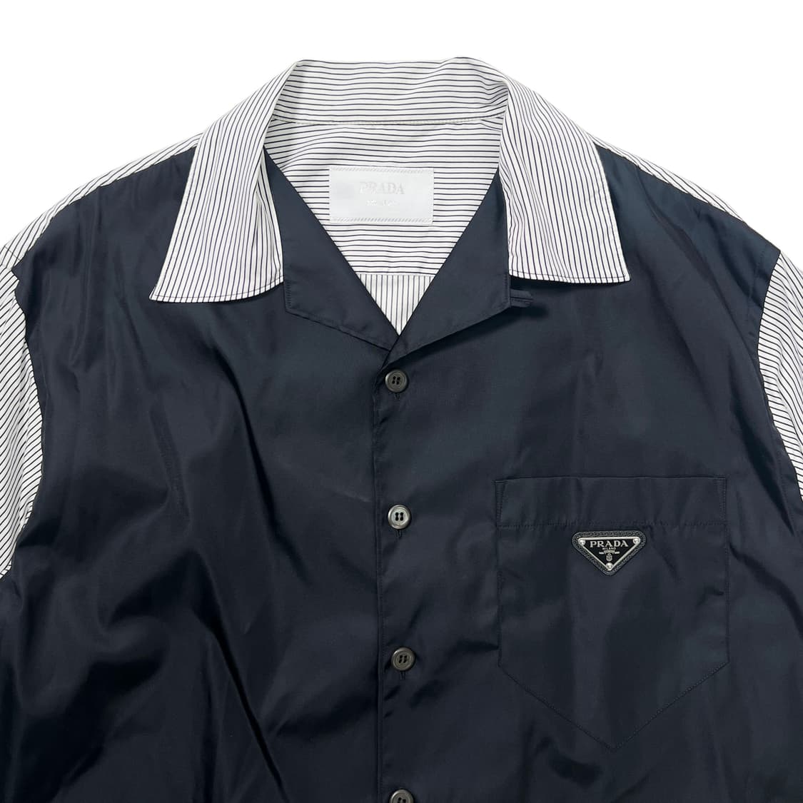 프라다 스트레치 코튼 리나일론 셔츠 화이트 블랙 (XL) 상품이미지3