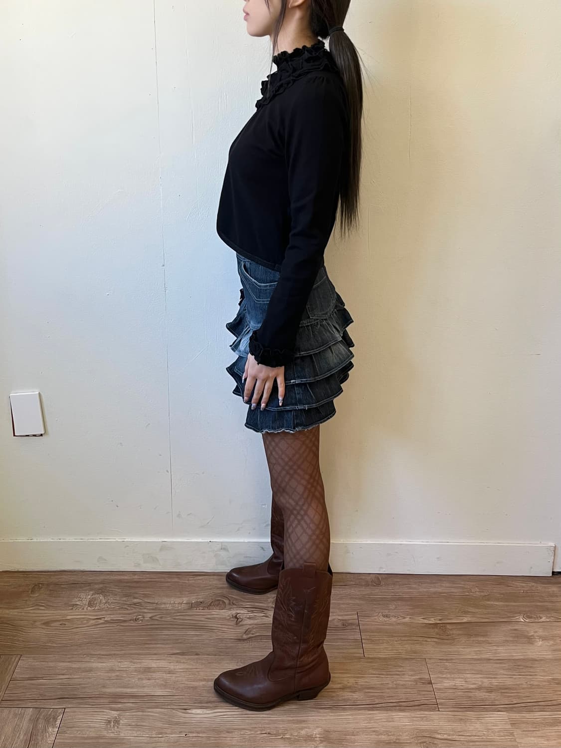 L’EST ROSE 데님 미니스커트 상품이미지8