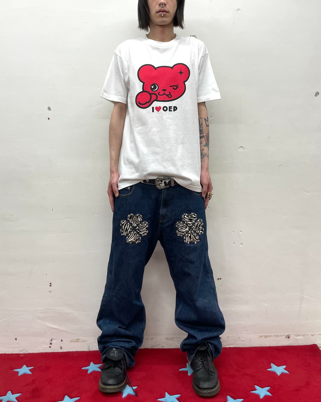 Red bear white t-shirt  상품이미지3