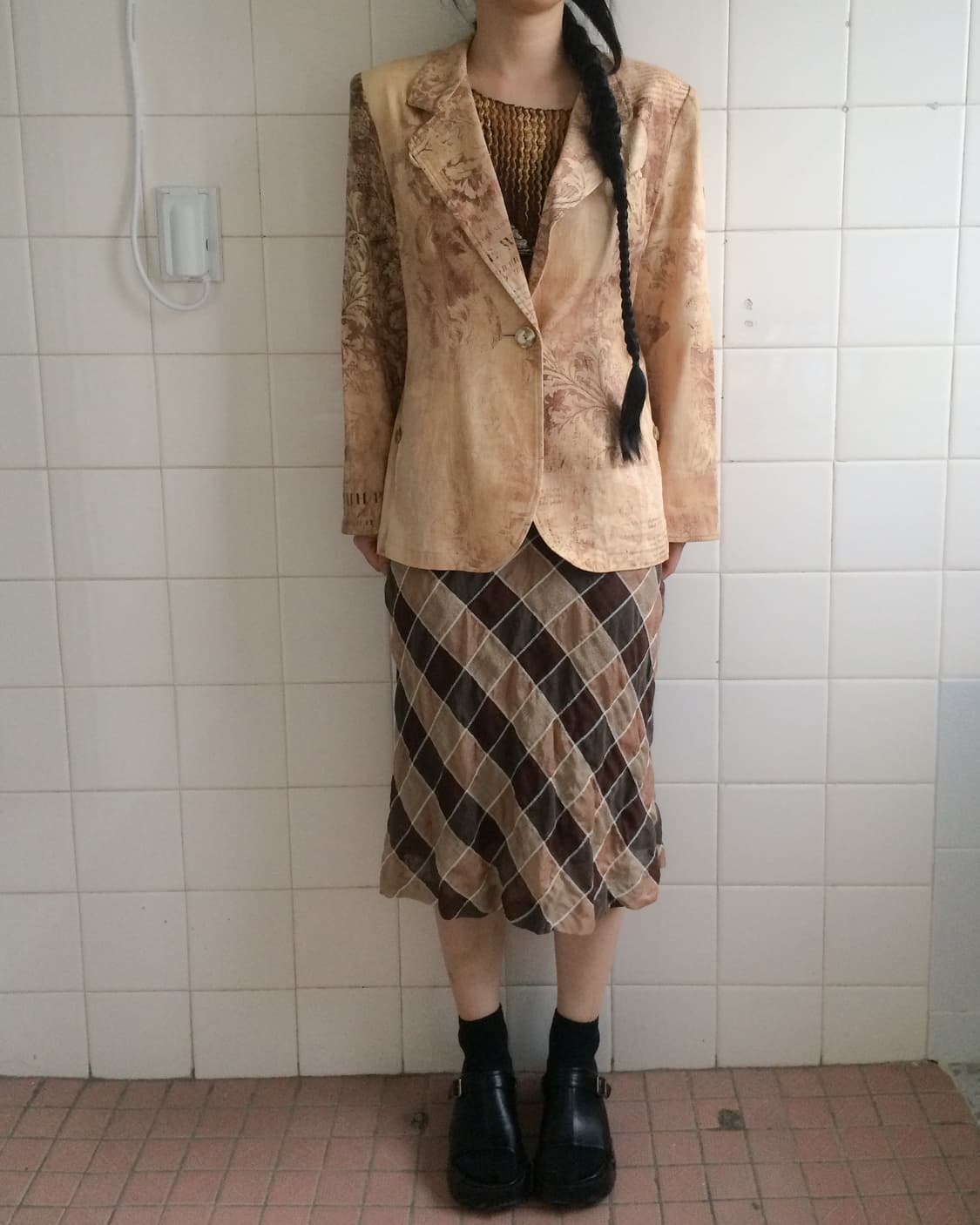 Check pattern long skirt/ 상품이미지3