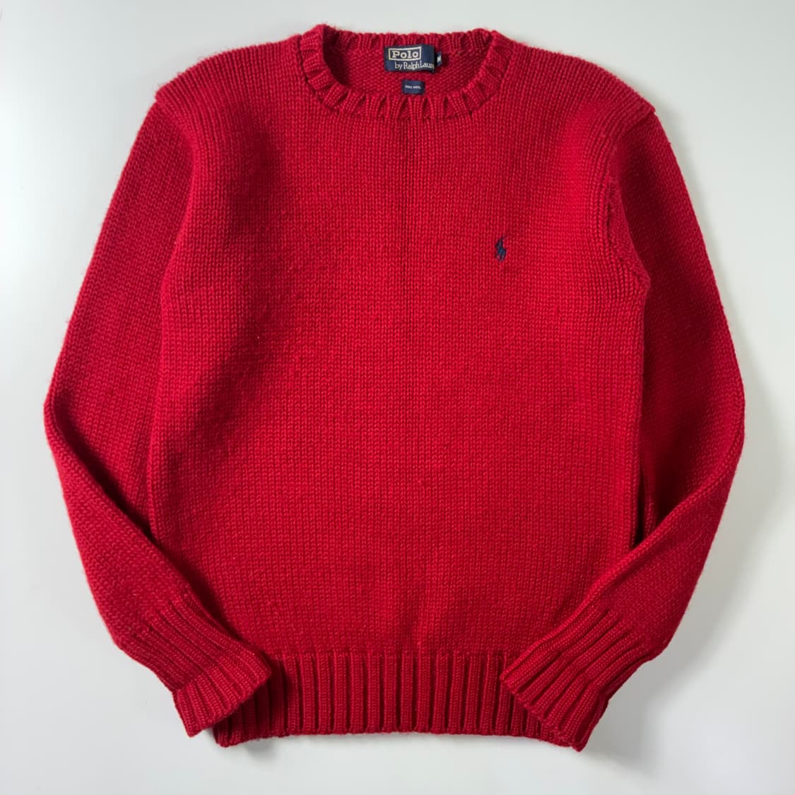 Polo 폴로 랄프로렌 90‘s 재팬라인 딥레드 라운드 니트 상품이미지1