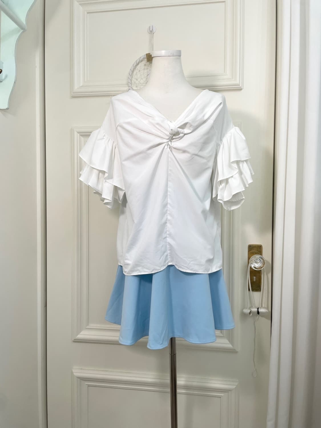 sky blue midi basic summer skirt(size-M) 상품이미지6
