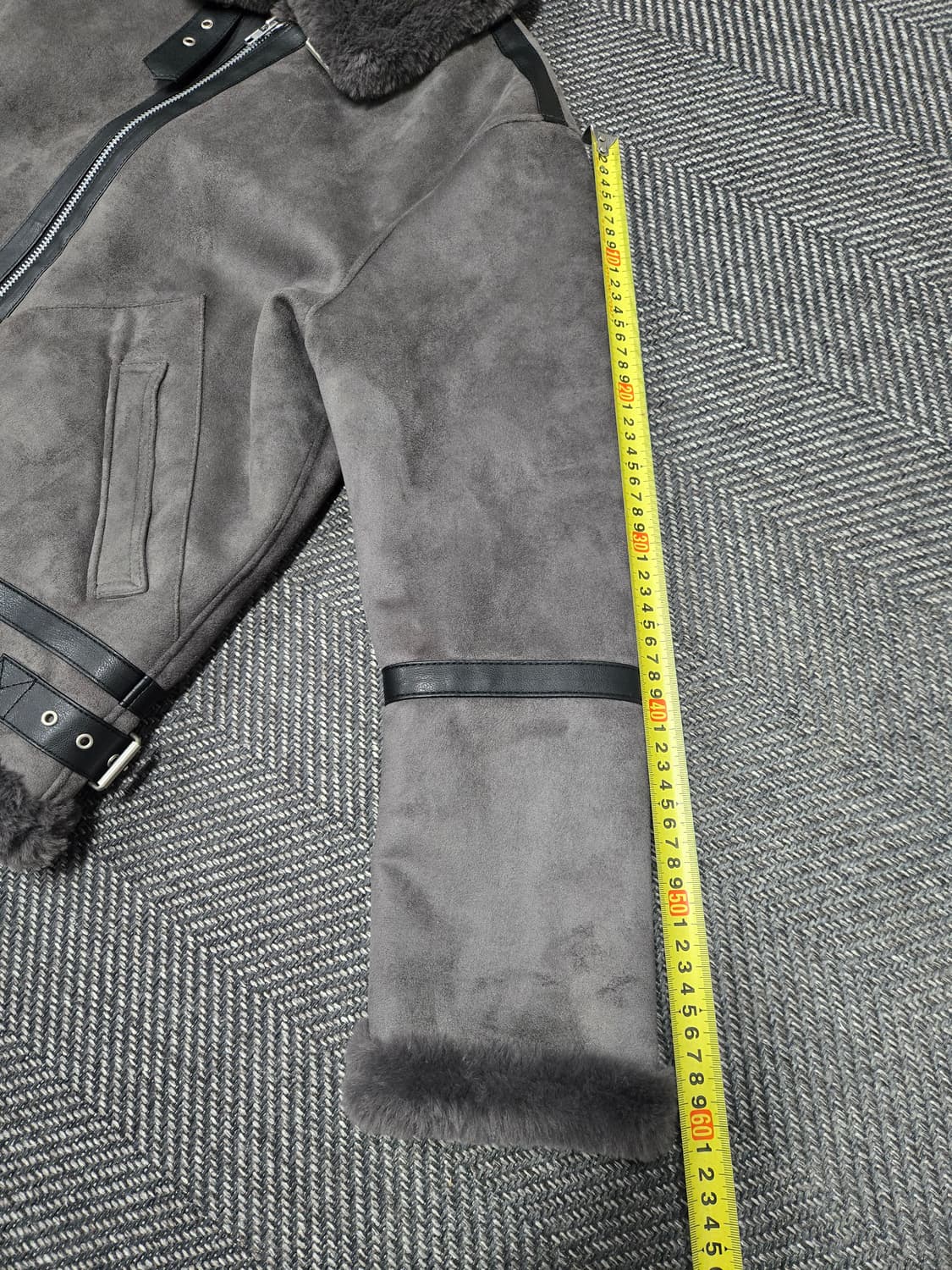 도프제이슨 솔리드 스웨이드 무톤 자켓 무스탕 그레이 상품이미지8