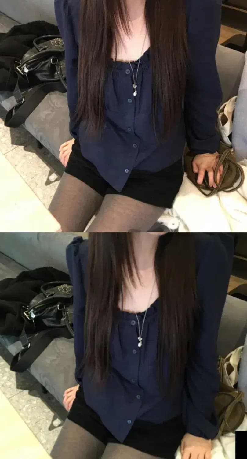  아워캐비넷 루비 퍼프 블라우스 ruby puff blouse 네이비 상품이미지2