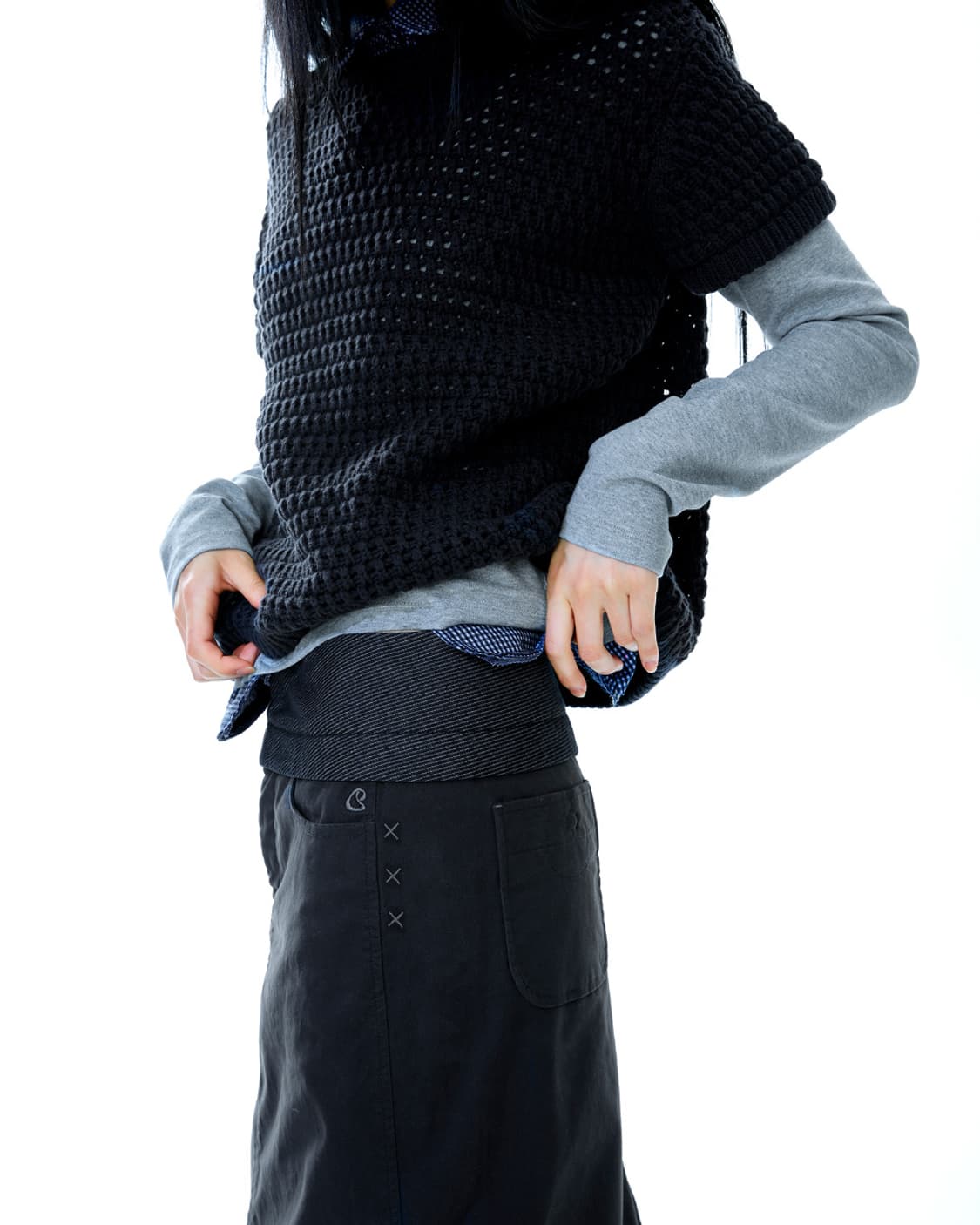 코이세이오 패널 스커트 차콜 상품이미지4