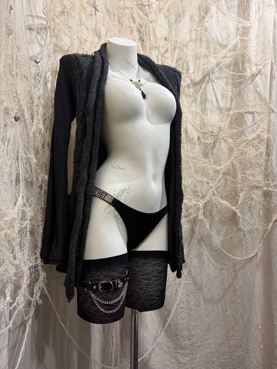 00‘s Grunge cable knit Cardigan 상품이미지7