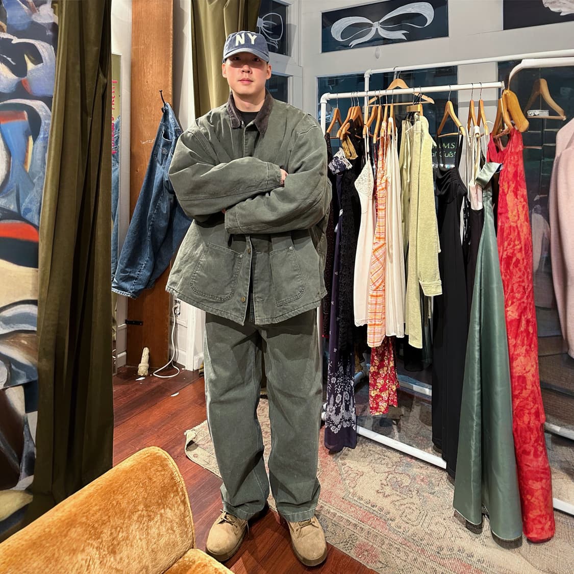 칼하트윕 carhartt wip 싱글니 모스그린 L사이즈(착샷) 상품이미지8