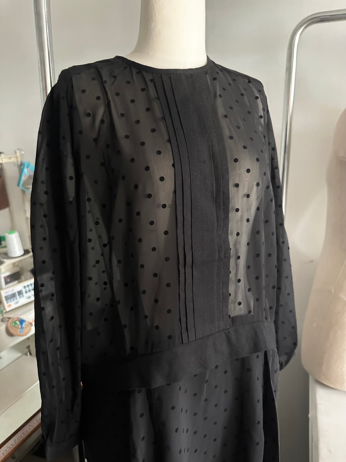 블랙 땡땡이 쉬폰 원피스 black velvet dot chiffon 상품이미지8