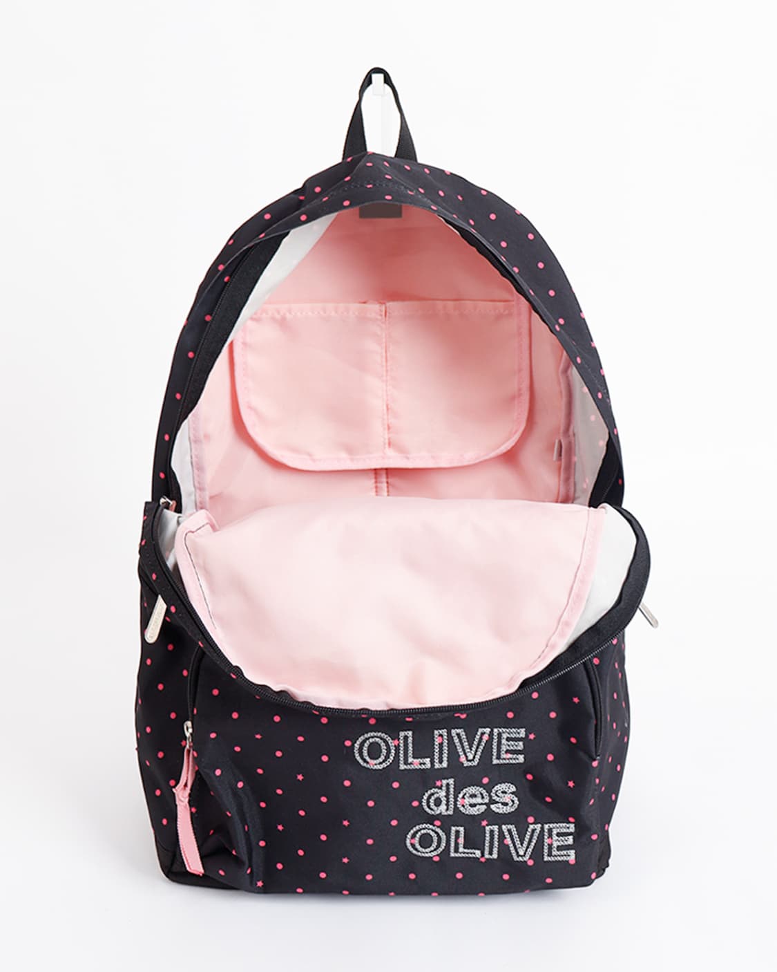 [OLIVE des OLIVE] 블랙 × 핑크 도트 클래식 백팩 상품이미지7