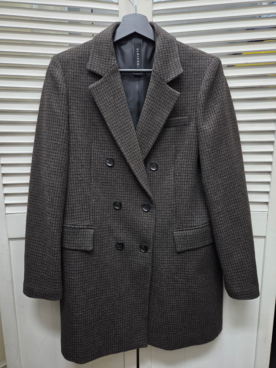 에셀리아 하운드투스체크 더블 코트 상품이미지1