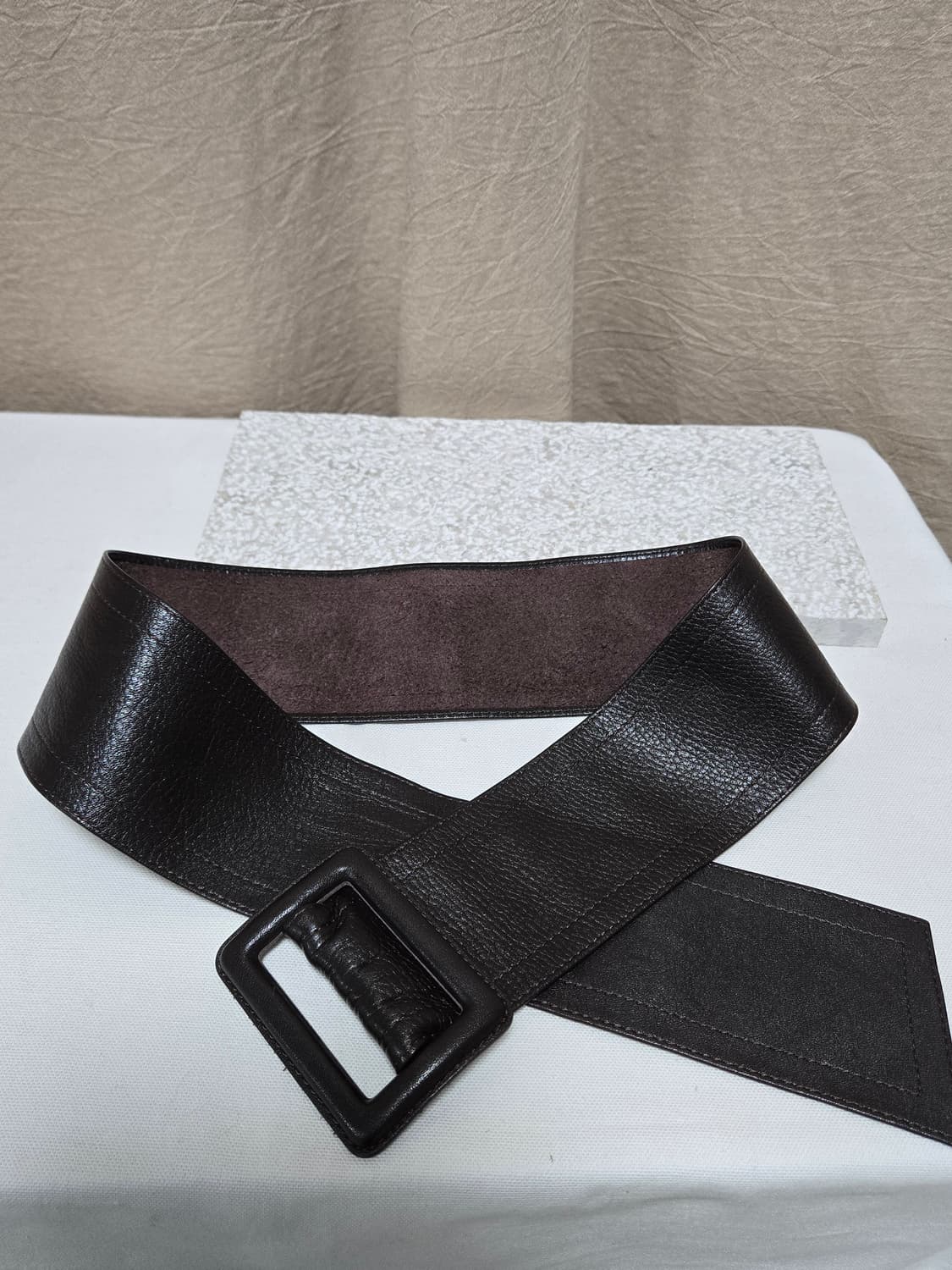 브라운 와이드 가죽벨트 상품이미지1