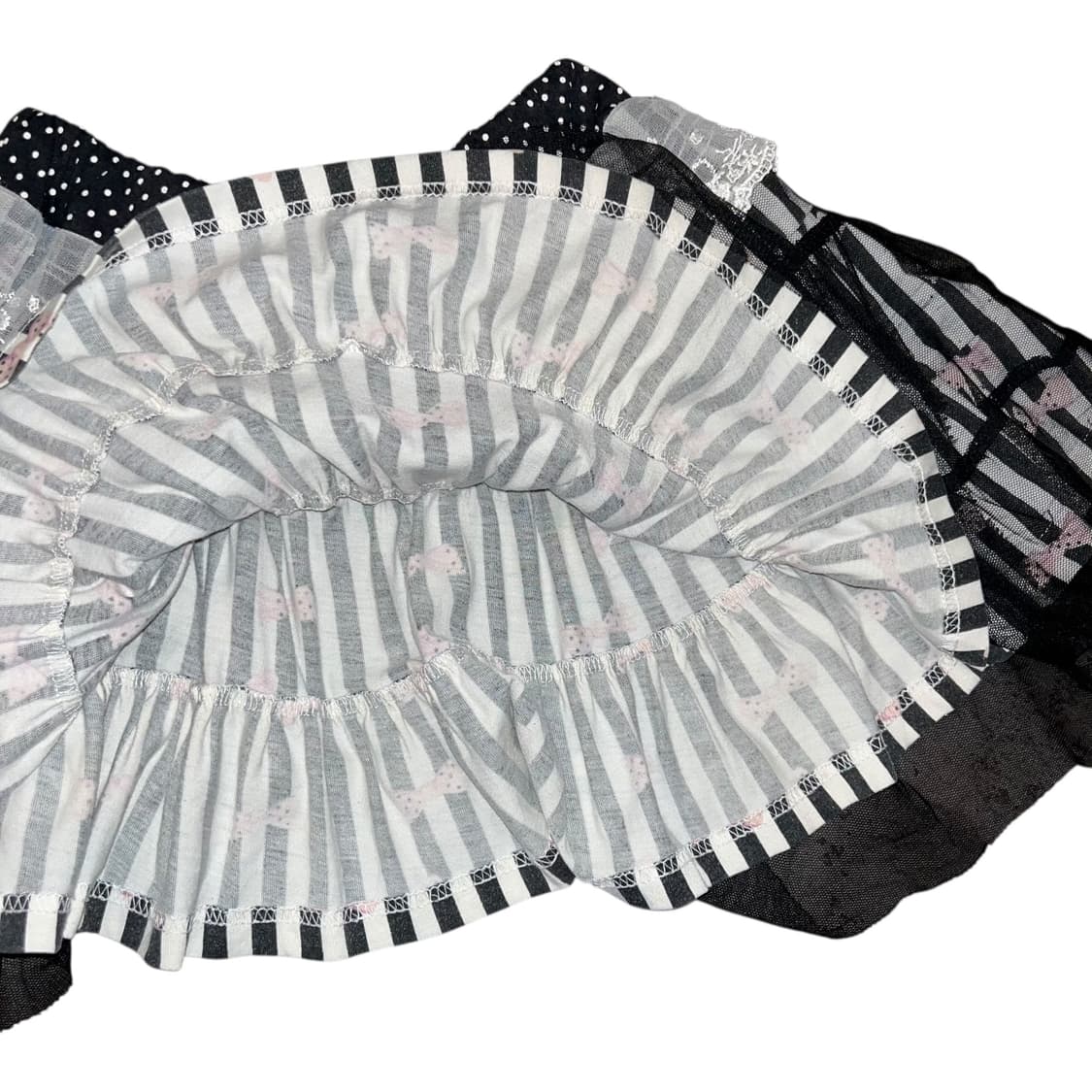 리본프린팅 레이스 스트라이프 밴딩 스커트 갸루y2k키치 상품이미지3