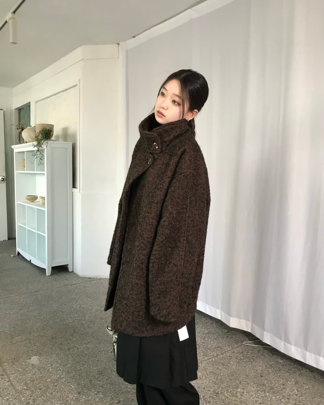 브라운 하이넥 코트  상품이미지3