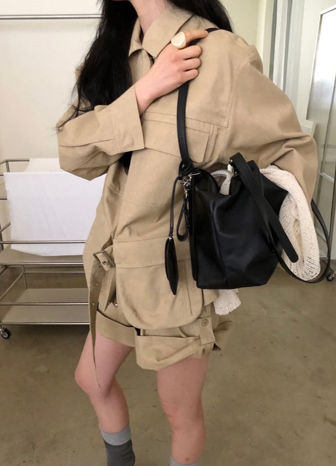 레이크 사이드 스튜디오 바닐라 벨트 빅 포 켓 점퍼 상품이미지2