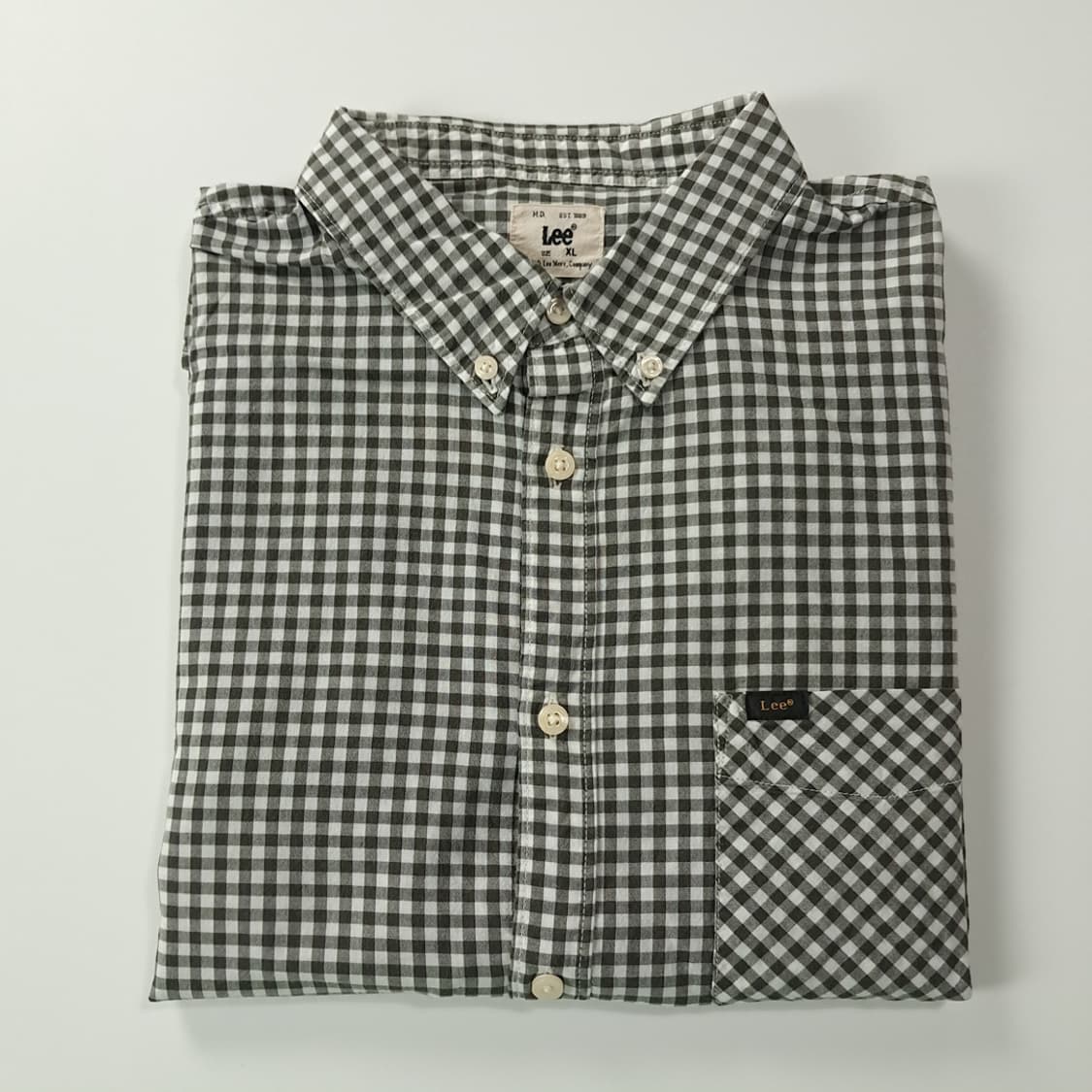 CK804 XL 리 LEE 모노 마이크로 깅엄체크 반팔 셔츠 남방 상품이미지8