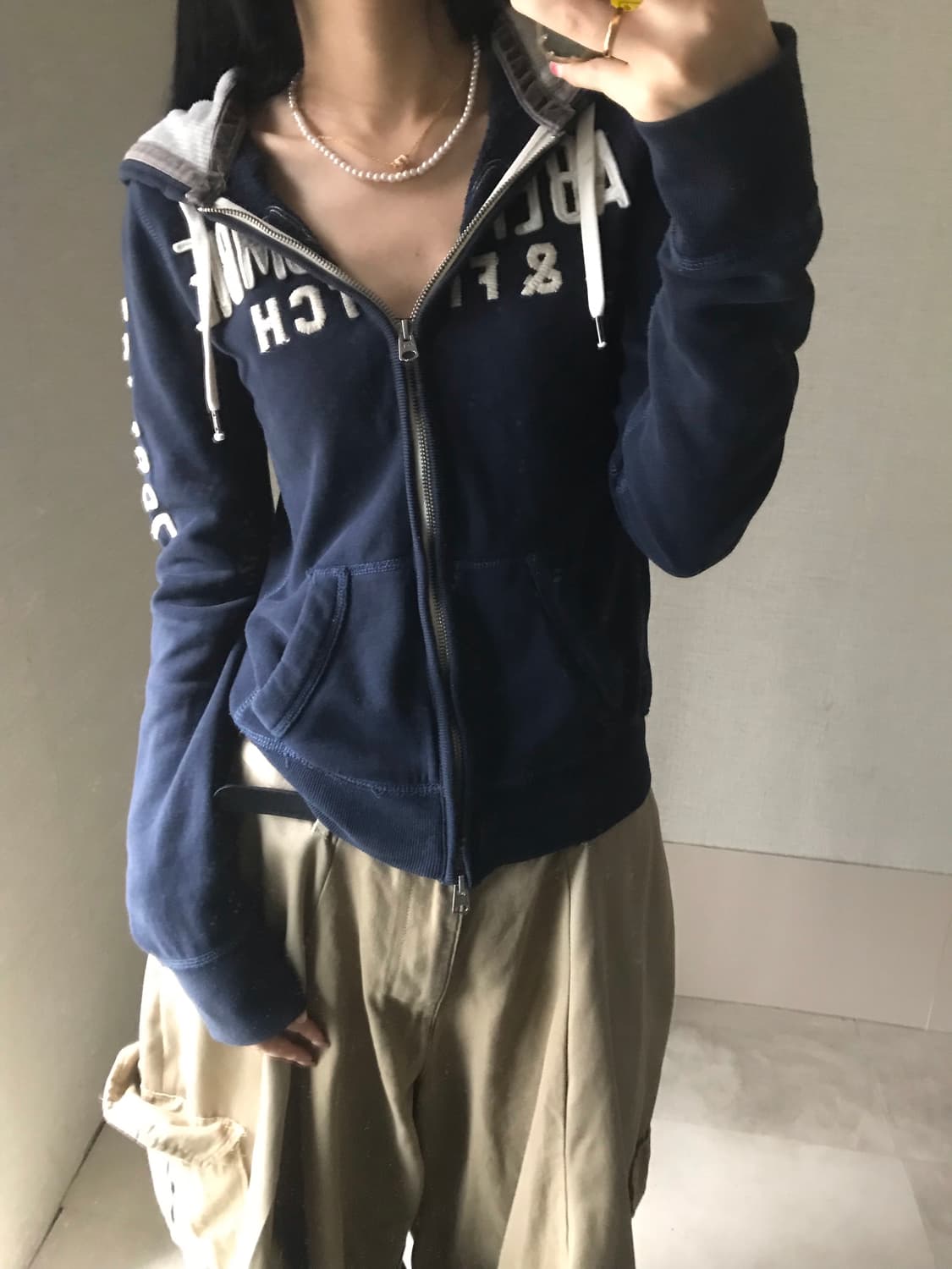 아베크롬비 네이비 슬림핏 후드집업 상품이미지4