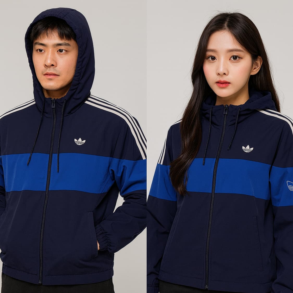 아디다스 트레포일 로고 겨울 후드 점퍼 네이비 블루 M 65 50 상품이미지6