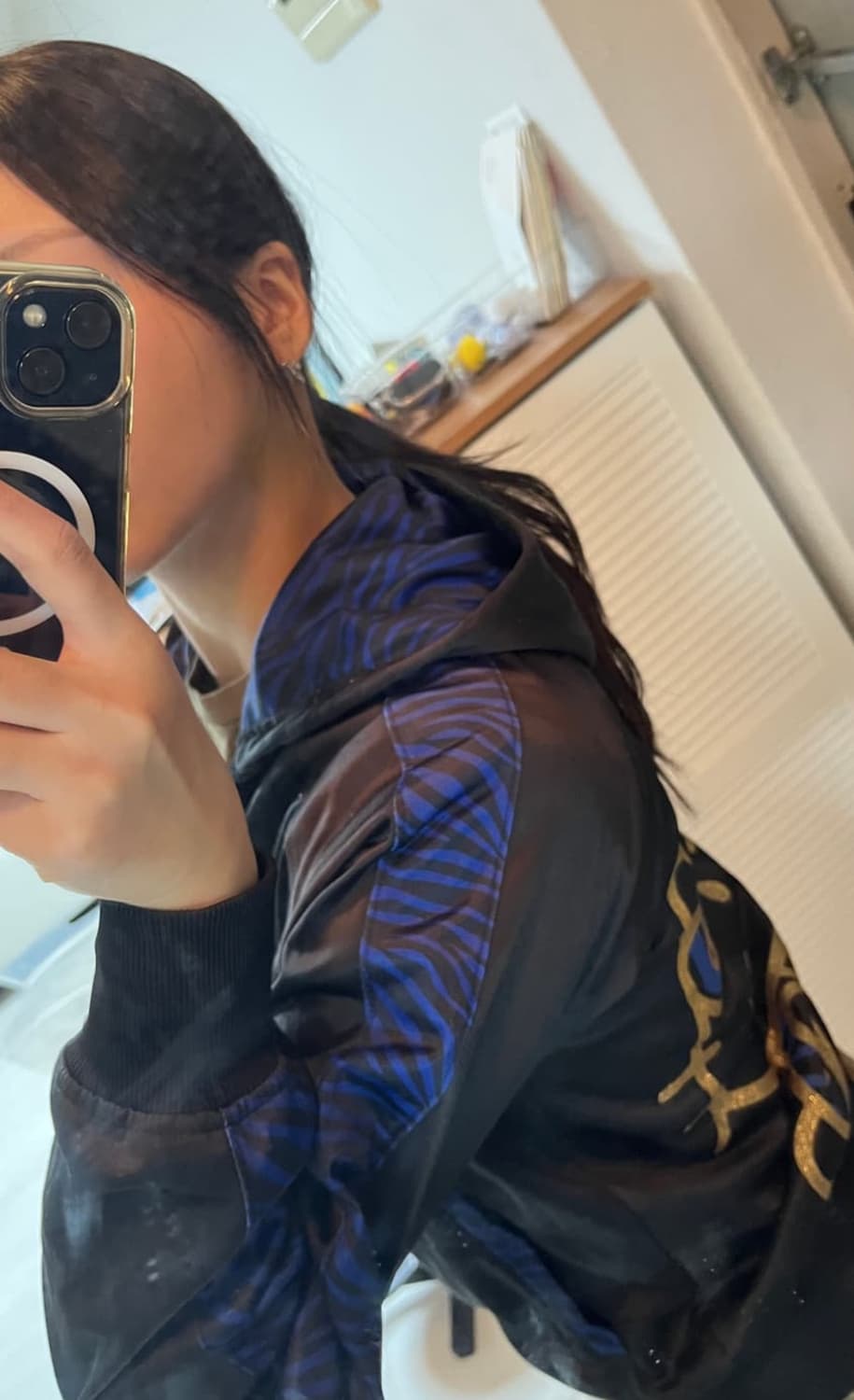 헬로키티 블루 지브라 포인트 갸루 후드집업 상품이미지4