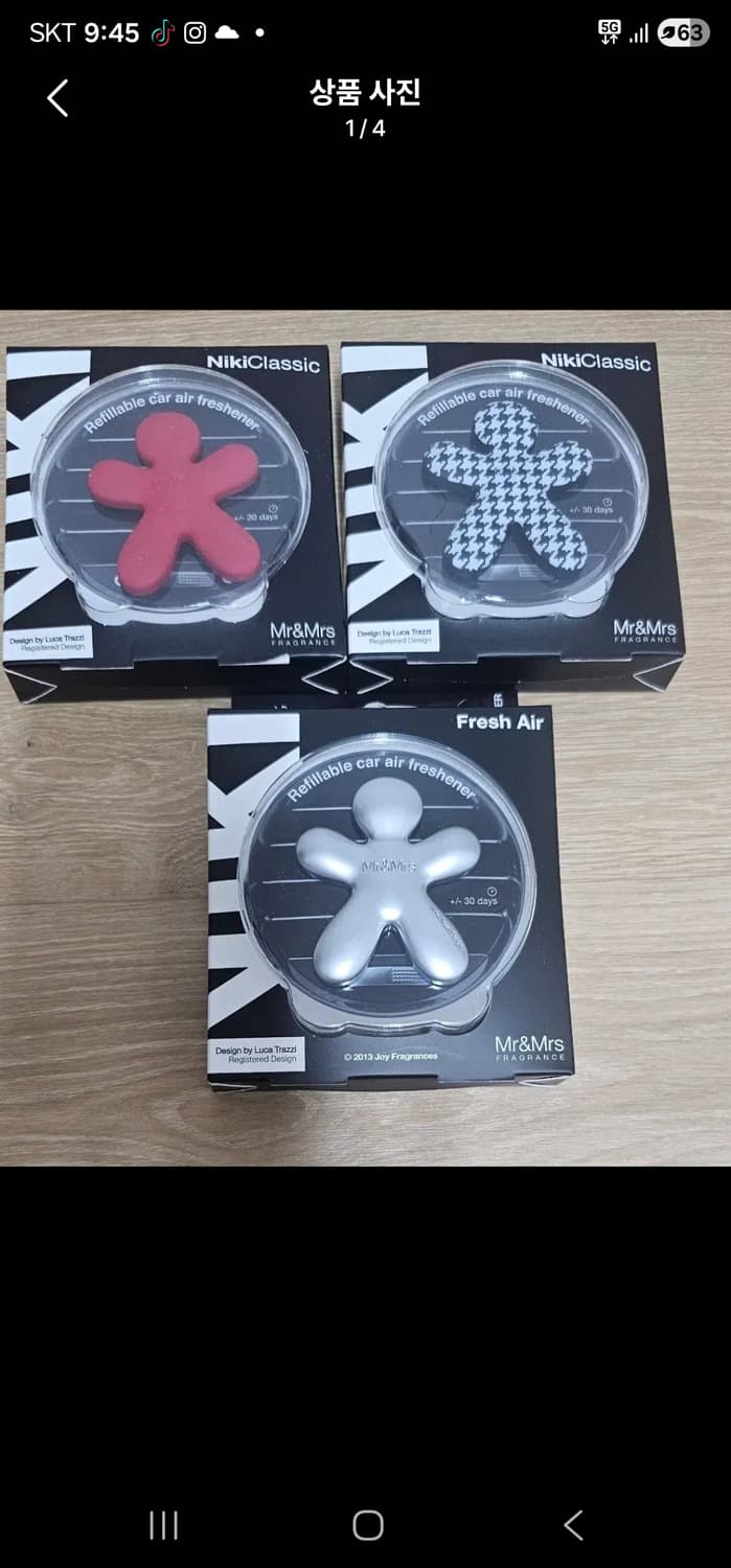 미스터앤미스세스니키클래식 차량용방향제3개일괄판매새상품미개봉 상품이미지1