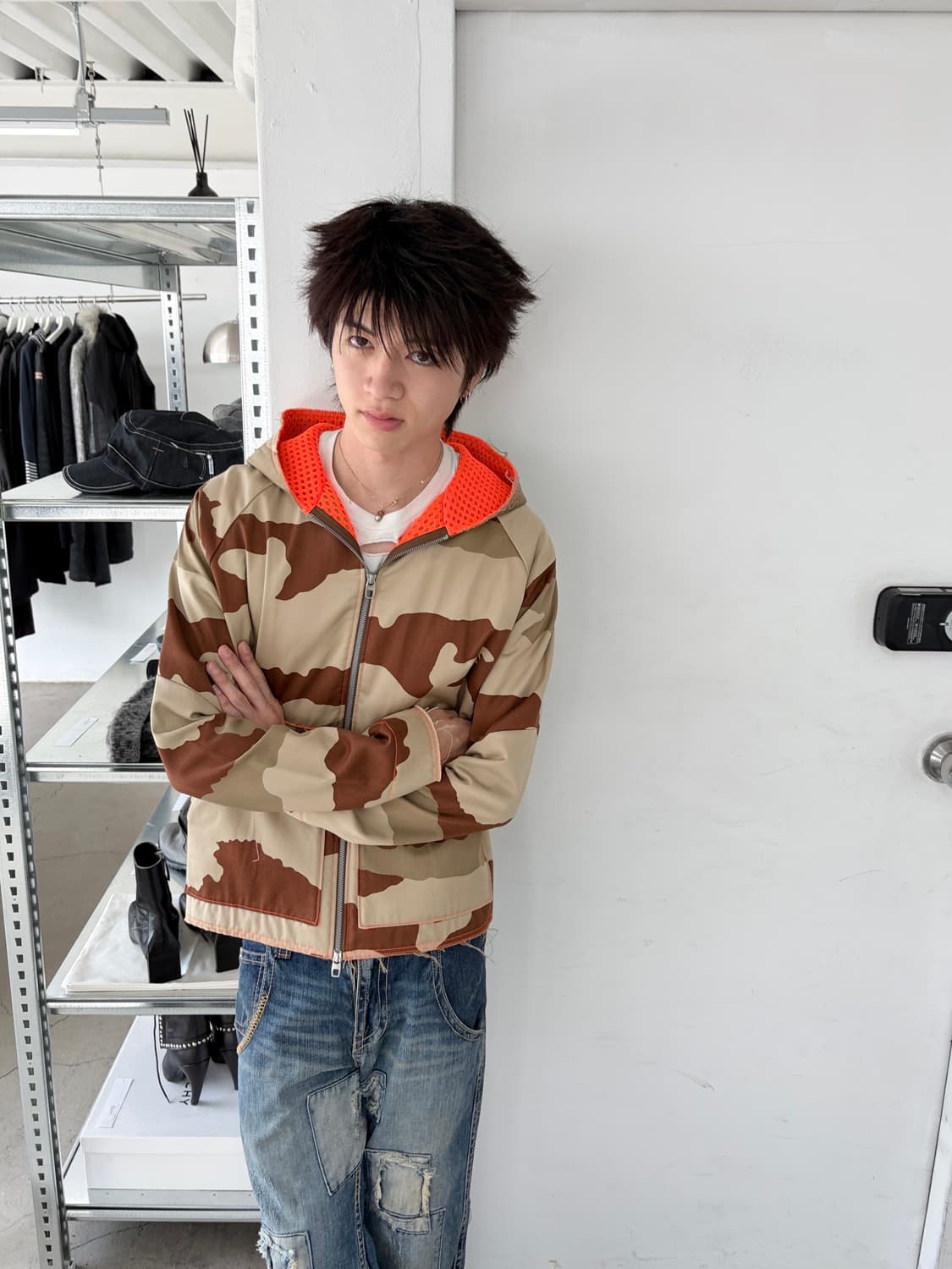 그리핀 디스트레스드 카모 후드 집업 상품이미지2