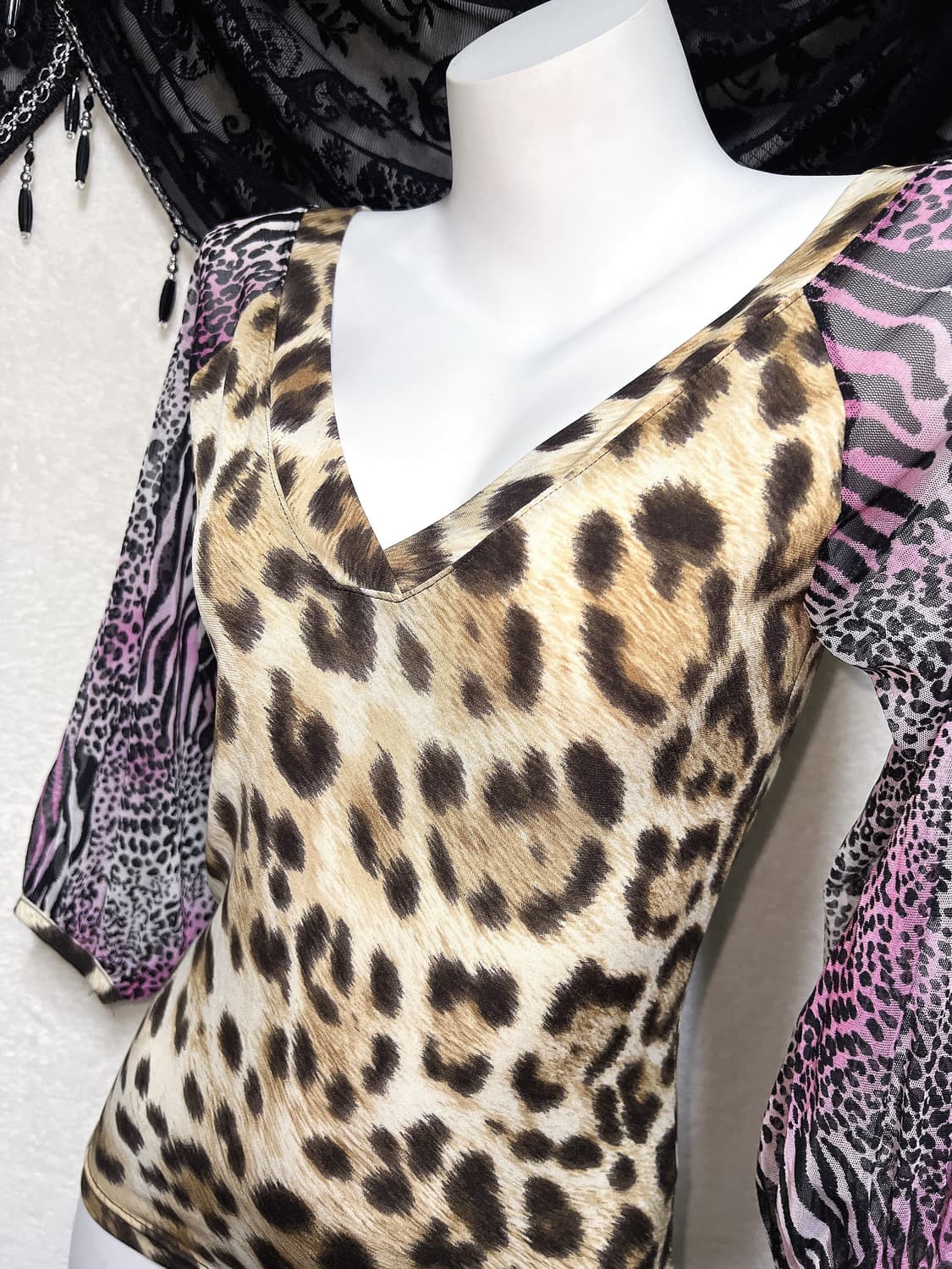 오네갸루 히메 펑크 레오파드 호피 지브라 애니멀 블라우스탑 섹시 시부야 상품이미지5