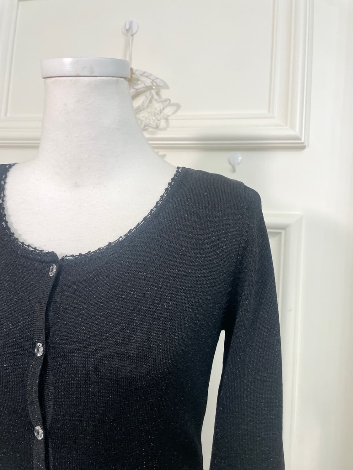black crystal button glitter slim cardig 상품이미지8