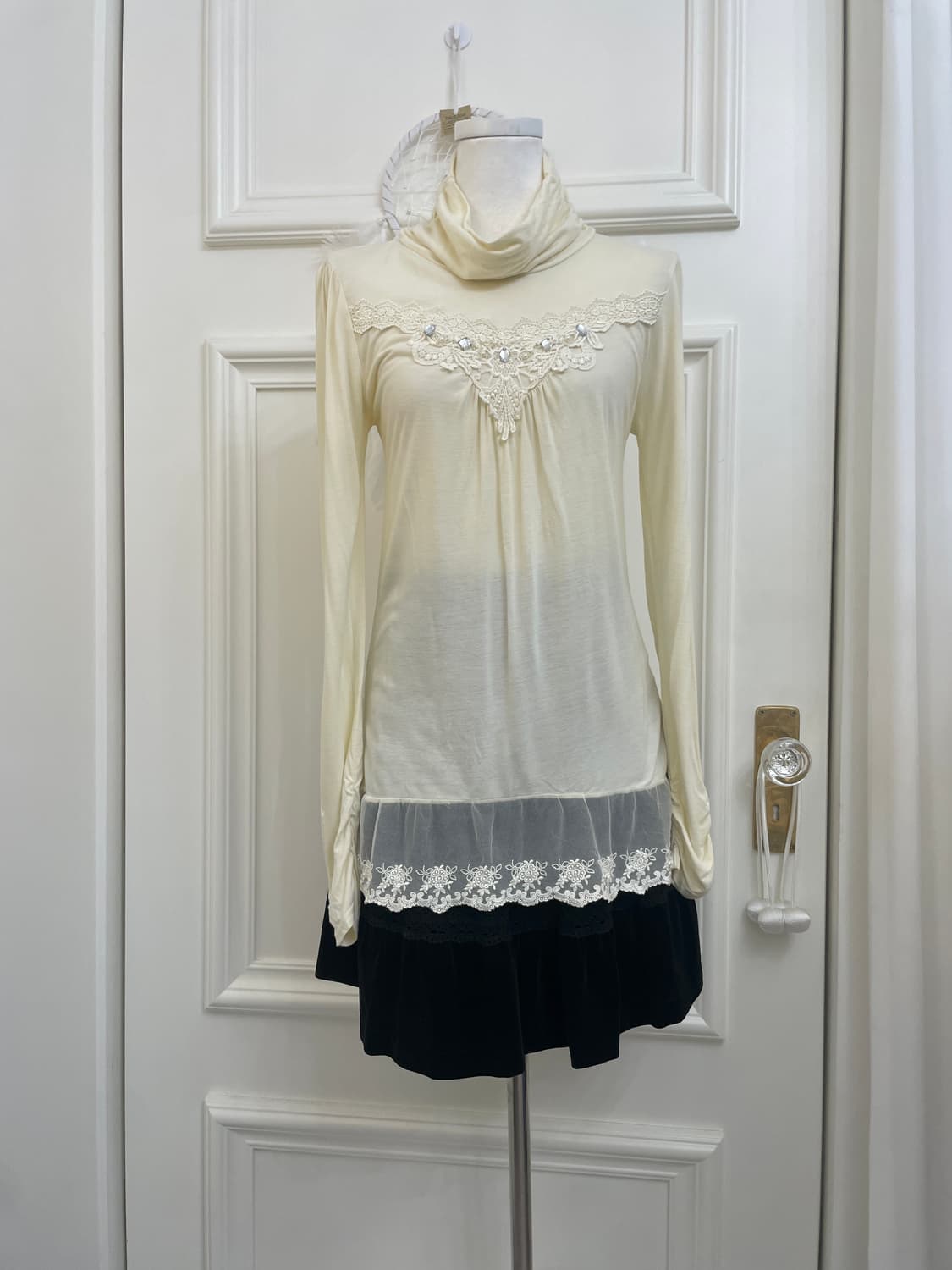 LEST ROSE black velvet lace midi skirt 상품이미지9