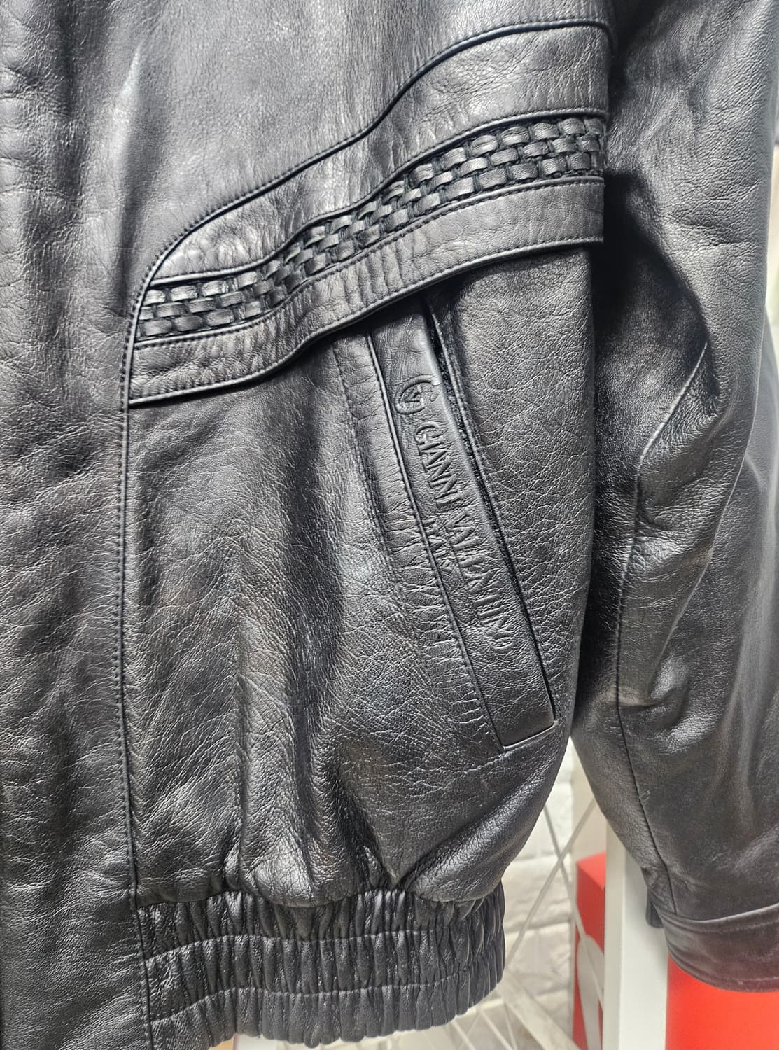 지아니 발렌티노 빈티지 가죽자켓100 양가죽 봄버자켓 XD34 상품이미지3