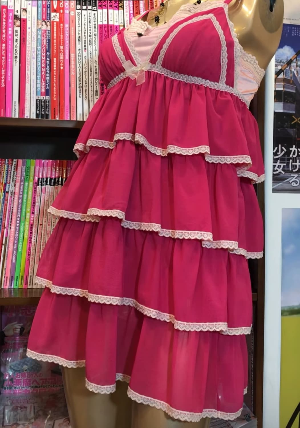 일본빈티지 오네갸루 핑크 슬립 원피스 상품이미지1