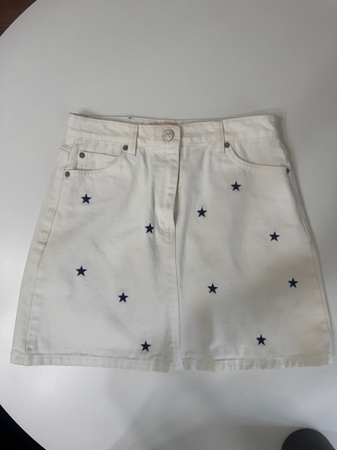 데이지신드롬 STARDENIM SKIRT white 스타 데님 스커트 상품이미지3