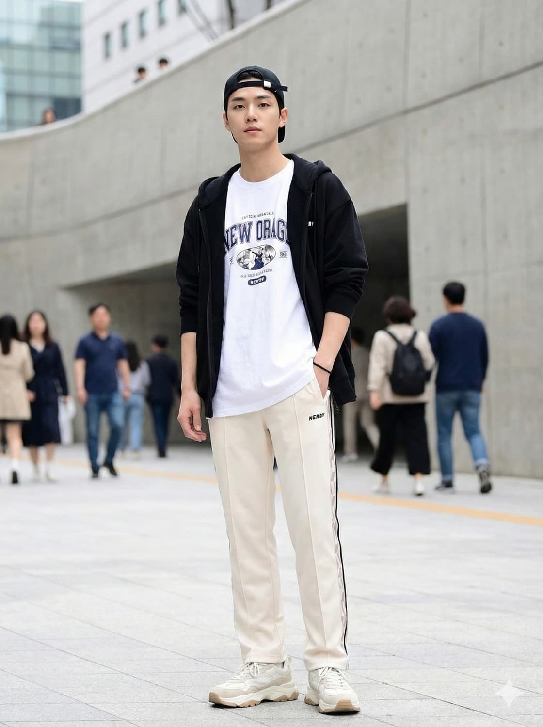 NERDY 널디 심볼 패턴 블록 트랙 팬츠 상품이미지1