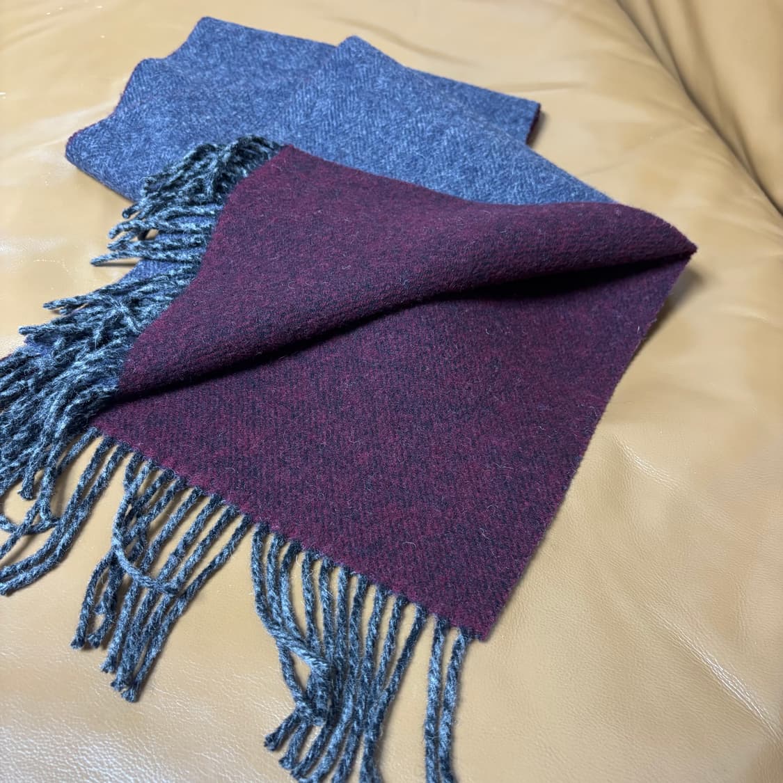 Beams 빔즈 하운드투스 그레이 머플러 목도리 Gray/Burgundy 상품이미지6