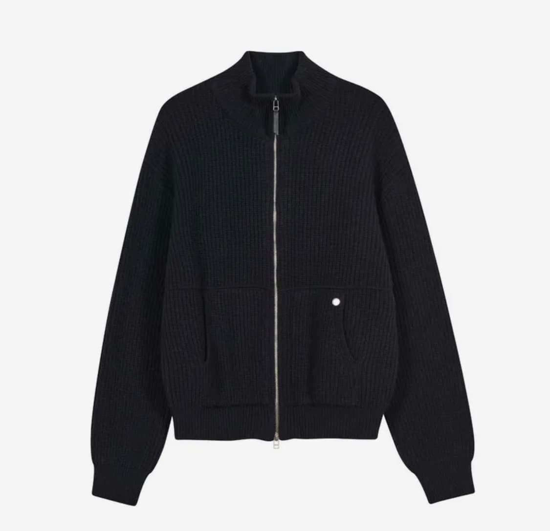 하이넥 울 집업 니트 (딥 네이비) 상품이미지4