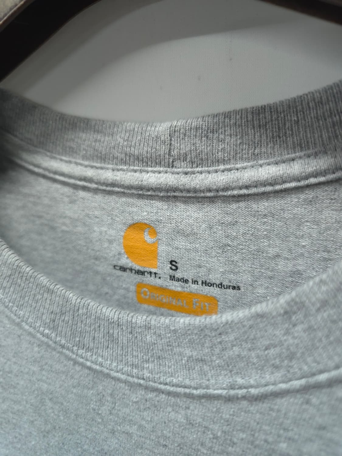 칼하트 오리지널 핏 로고 반팔 티셔츠 그레이 S 상품이미지5