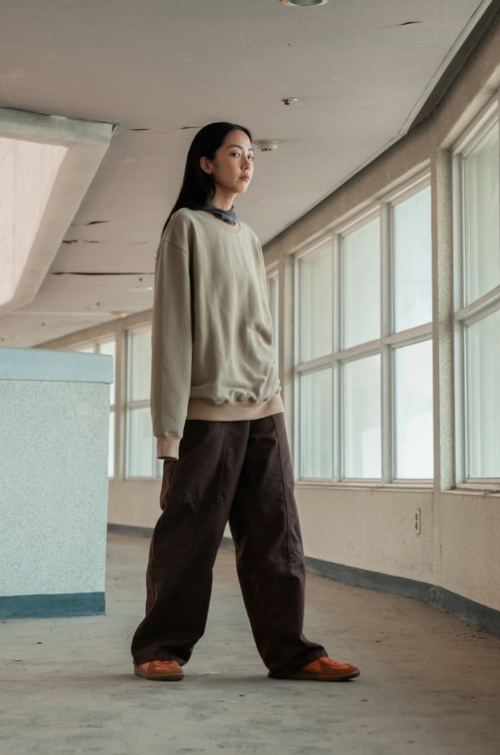 노클 001 Square Line Pants Brown 상품이미지4