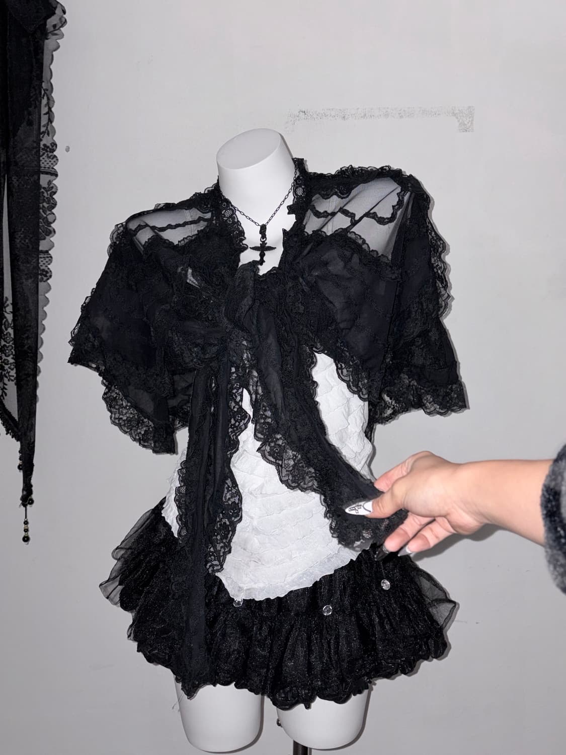 고스 레이스 케이프 고딕 시스루 프릴 다크로맨틱 상품이미지4