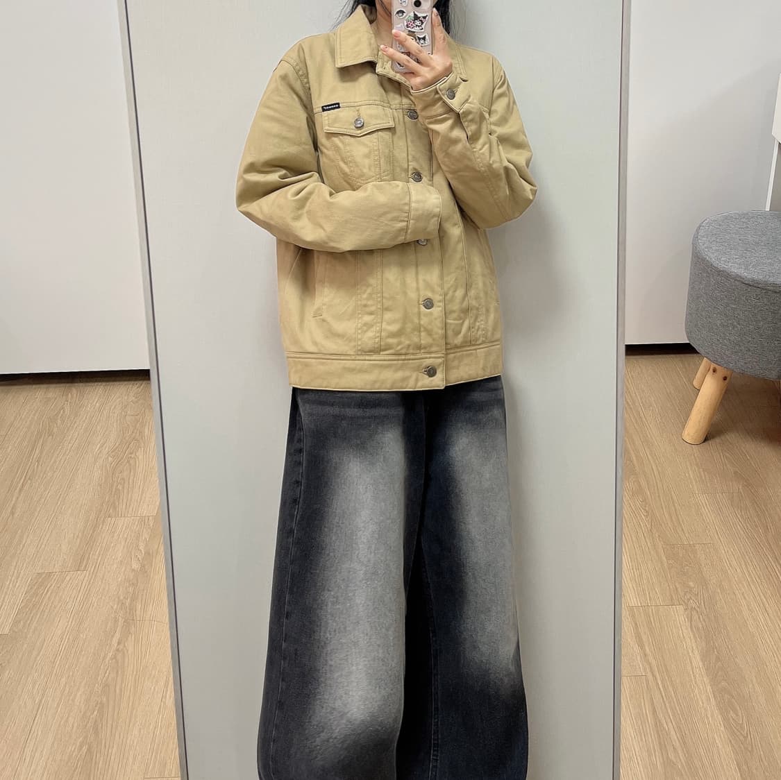 캉골 퀄티드 트러커 베이지 자켓 상품이미지1