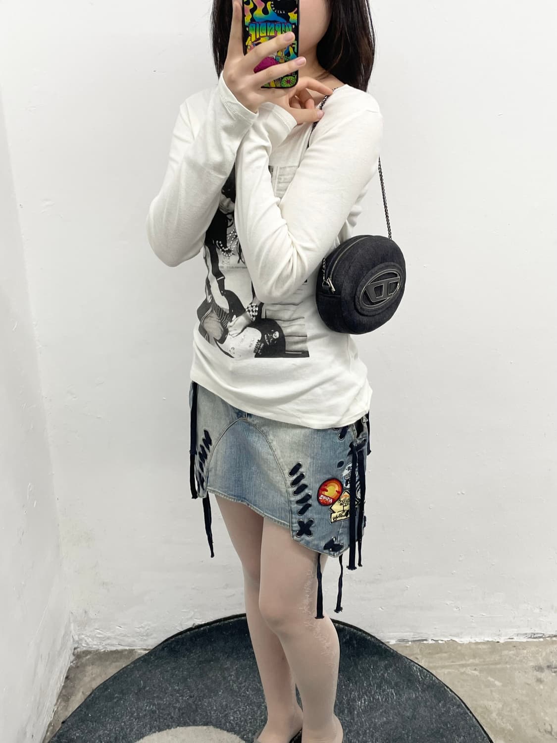 아카데믹 00s 아일렛 패치 데님 스커트*레어 상품이미지8
